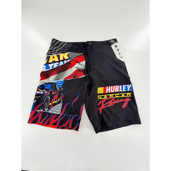Hurley Other - Hurley x NASCAR Racing 20” Phantom Boardshorts Men’s Size 30 Black Flames